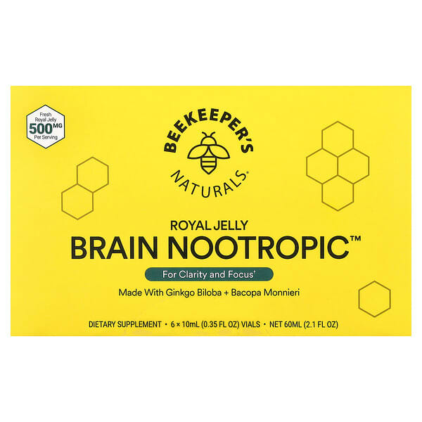 Beekeeper's Naturals, Royal Jelly Brain Nootropic™, 6 Vials, 0.35 fl oz (10 ml) Each — product photo 1
