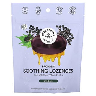 Beekeeper's Naturals, Propolis Soothing Lozenges, Elderberry, 14 Lozenges, 1.76 oz (50 g)