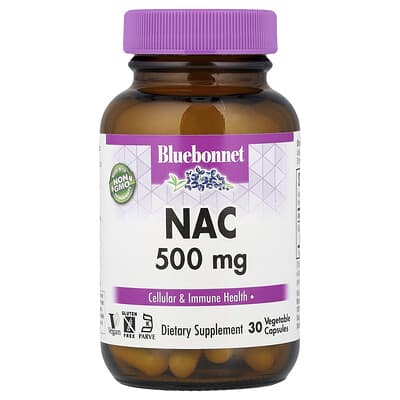 Bluebonnet Nutrition, NAC, 500 mg, 30 Vegetarian Capsules
