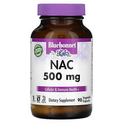 Bluebonnet Nutrition, NAC, 500 mg, 90 Cápsulas Vegetales