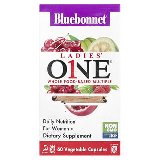 Bluebonnet Nutrition, Ladies' ONE®, 천연 식품 원료의 복합 성분, 베지 캡슐 60정