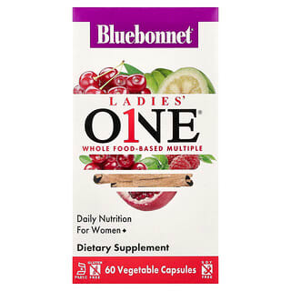 Bluebonnet Nutrition (블루보넷뉴트리션), Ladies' ONE®, 천연 식품 원료의 복합 성분, 베지 캡슐 60정