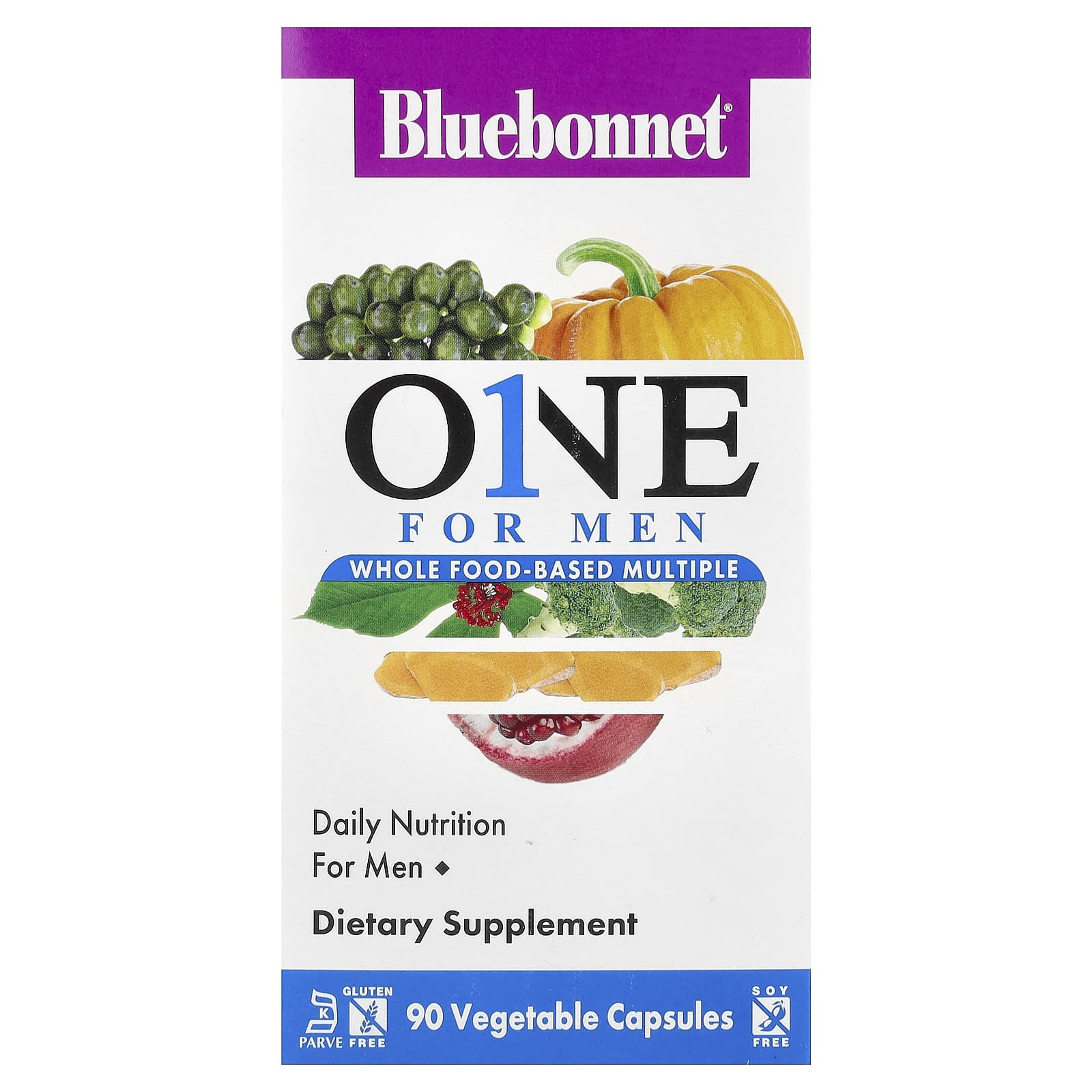 Bluebonnet Nutrition Men's ONE, Whole Food-Based Multiple, 90 Vegetable Capsules de Bluebonnet Nutrition