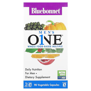 Bluebonnet Nutrition‏, Men's ONE, מכולה על בסיס מזון מלא, 90 כמוסות צמחיות
