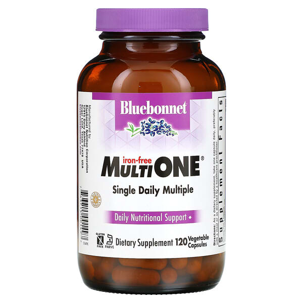Bluebonnet Nutrition, MultiONE, Single Daily Multiple, Iron-Free, 120 Vegetable Capsules