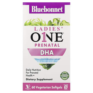 Bluebonnet Nutrition, DHA prenatal para mujeres One®, 60 cápsulas blandas vegetales (200 mg por cápsula blanda)