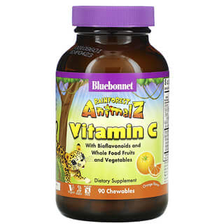 Bluebonnet Nutrition, Super Earth, Rainforest Animalz, Vitamina C, Sabor natural a naranja, 90 comprimidos masticables con forma de animal
