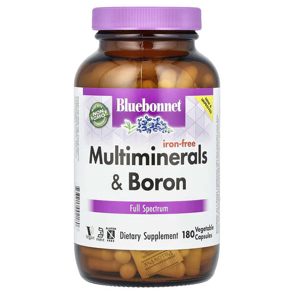 Bluebonnet Nutrition Multiminerals & Boron, Iron-Free, 180 Vegetable Capsules