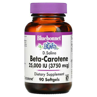 Bluebonnet Nutrition, Натуральный бета-каротин, 25,000 МЕ, 90 гелевых капсул
