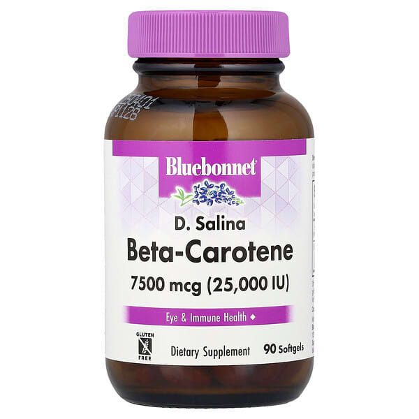 Bluebonnet Nutrition, D. Salina, Beta-Carotene, 7,500 mcg (25,000 IU), 90 Softgels — product photo 1
