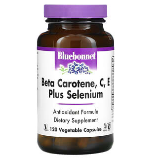 Bluebonnet Nutrition, бета-каротин, витамины C, E и селен, 120 растительных капсул