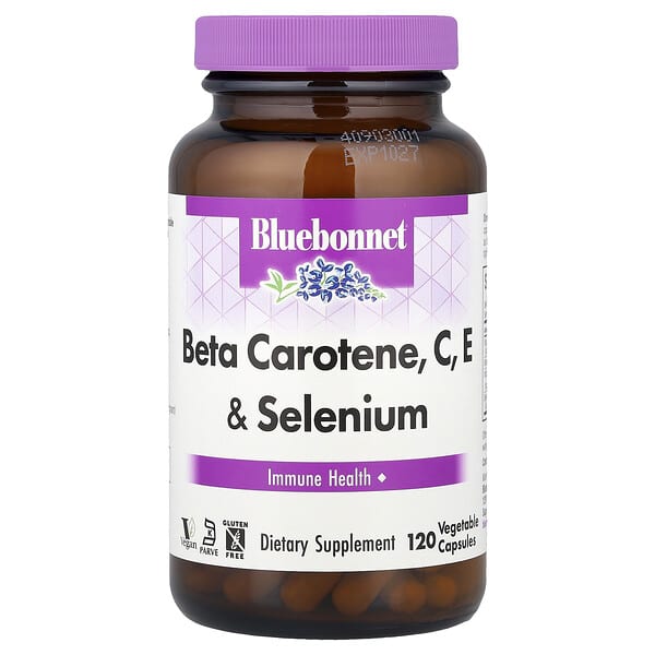 Bluebonnet Nutrition, Beta Carotene, C, E & Selenium, 120 Vegetable Capsules