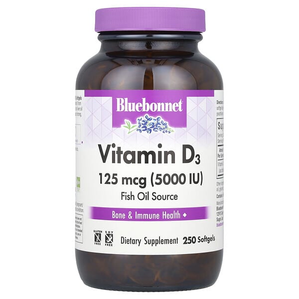 Vitamin D3, 125 mcg (5000 IU), 250 Softgels