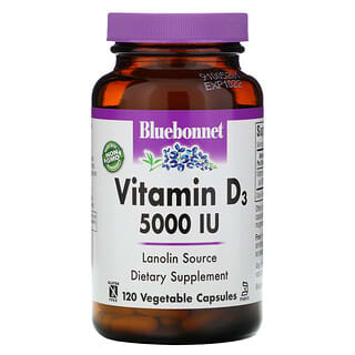 Bluebonnet Nutrition, Vitamina D3, 5000 UI, 120 Cápsulas Vegetarianas