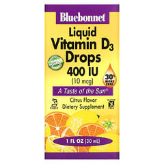 Bluebonnet Nutrition, 液體維生素D3滴液，天然柑橘味，400國際單位，1盎司（30毫升）