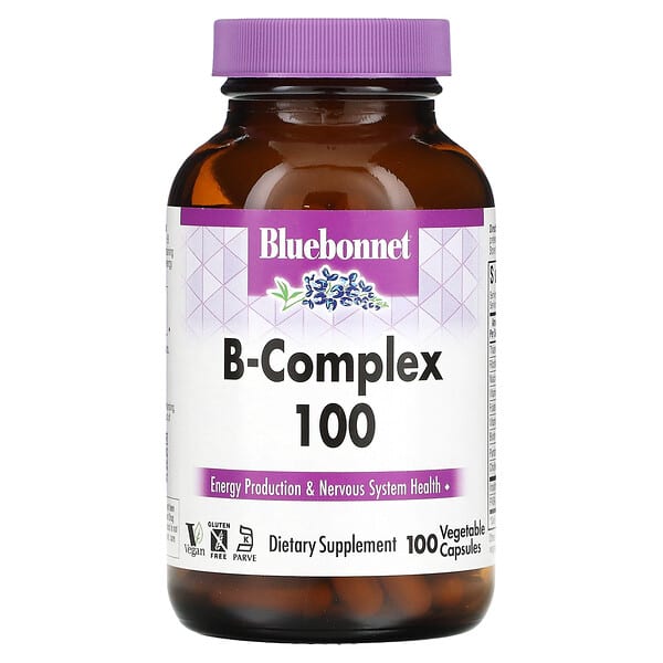 Bluebonnet Nutrition, Complejo de vitaminas B 100, 100 cápsulas vegetales