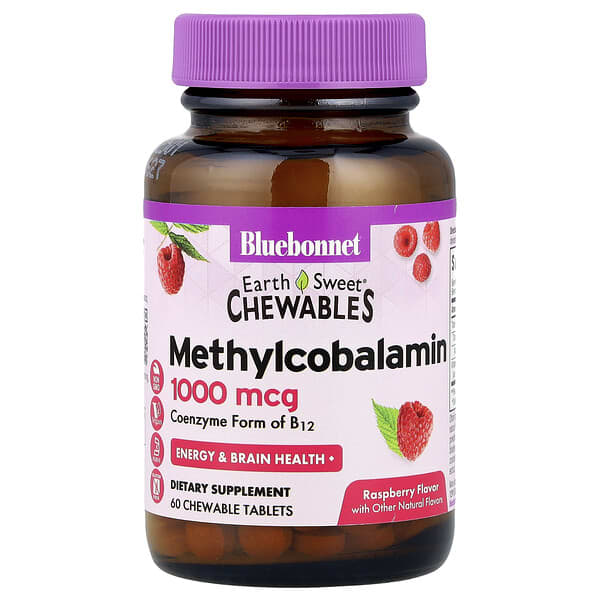 EarthSweet® Chewables, Methylcobalamin, Raspberry, 1,000 mcg, 60 Chewable Tablets