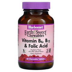 Bluebonnet Nutrition, Earth Sweet Chewables, Vitamin B6, B12 & Folic Acid, Raspberry, 60 Chewable Tablets