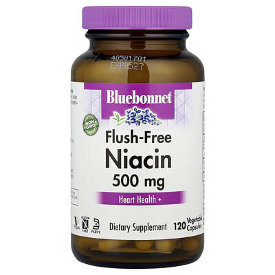 Bluebonnet Nutrition, Flushing-Free Niacin, 500 mg, 120 Vegetarian Capsules