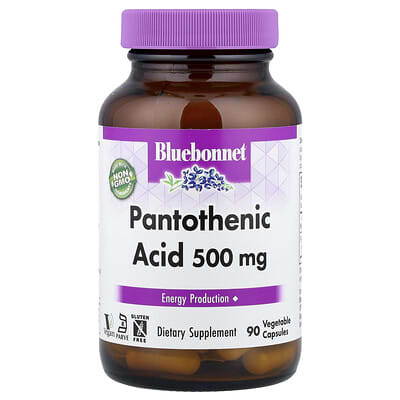Bluebonnet Nutrition, Pantothenic Acid, 500 mg, 90 Vegetarian Capsules