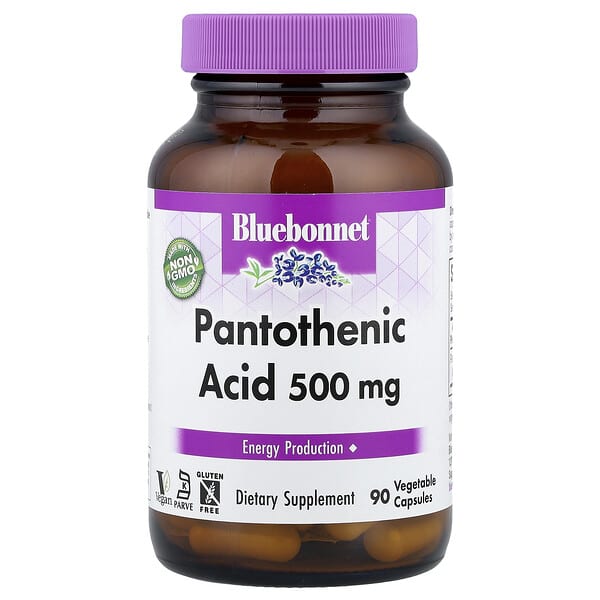Bluebonnet Nutrition Pantothenic Acid, 500 mg, 90 Vegetable Capsules