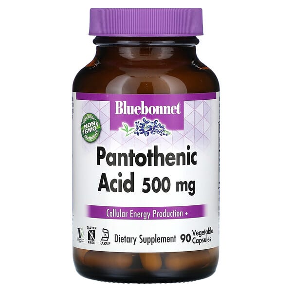 Bluebonnet Nutrition, Pantothenic Acid, 500 mg, 90 Vegetable Capsules