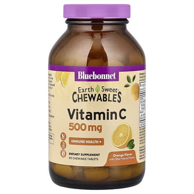 Bluebonnet Nutrition, Earth Sweet® Chewable Tablets, Vitamin C, Orange Flavor, 90 Tablets