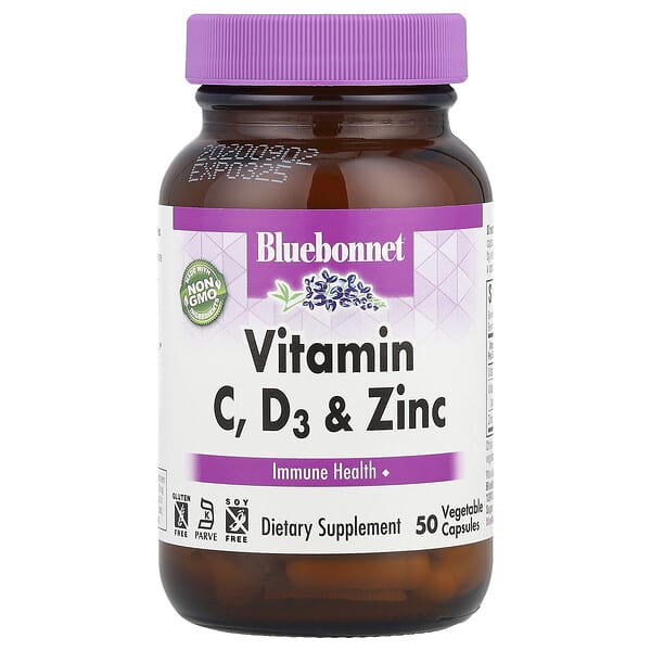 Vitamin C, D3 & Zinc, 50 Vegetable Capsules