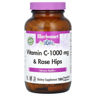 Bluebonnet Nutrition, Vitamina C: 1000 mg y rosa mosqueta, 180 cápsulas vegetales