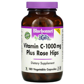 Bluebonnet Nutrition, Vitamina C mais Rosa-Mosqueta, 1.000 mg, 180 Cápsulas Vegetais