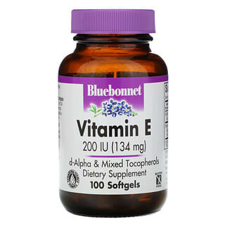 Bluebonnet Nutrition, Vitamina E, 200 UI, 100 cápsulas blandas de gel
