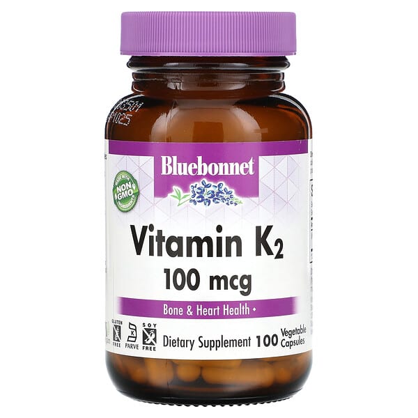 Bluebonnet Nutrition Vitamin K2, 100 mcg, 100 Vegetable Capsules