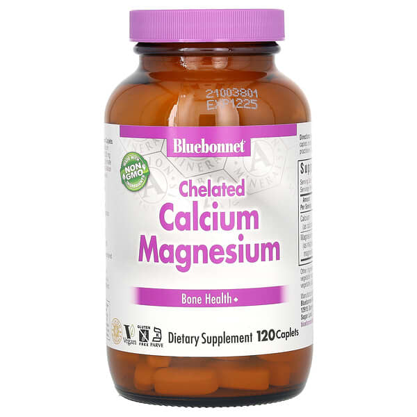 Bluebonnet Nutrition, Calcium Magnésium, Chélatés, 120 comprimés