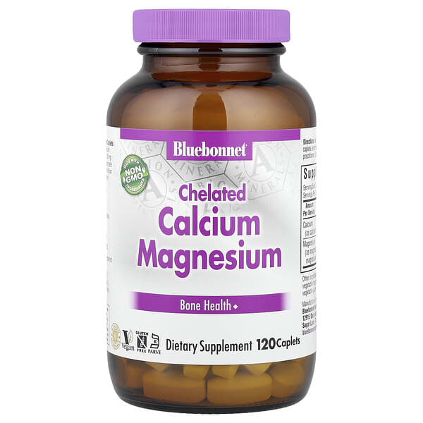 Bluebonnet Nutrition, хелаты магния и кальция, 120 таблеток