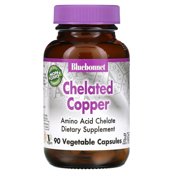 Bluebonnet Nutrition, Chelated Copper, 90 Vegetable Capsules