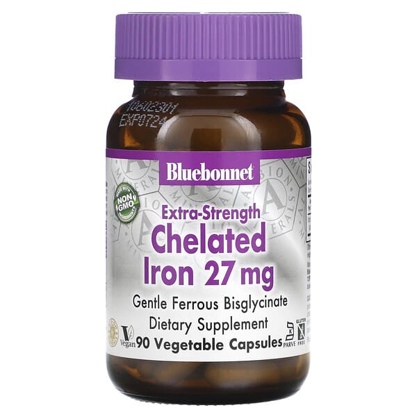 Bluebonnet Nutrition, Extra Strength Chelated Iron, 27 mg, 90 Vegetable Capsules