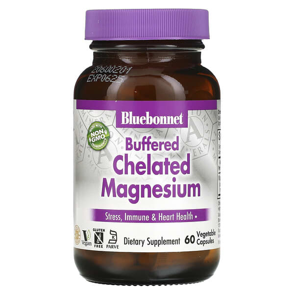 Bluebonnet Nutrition‏, בופר מגנזיום בצורת כלאט, 60 כמוסות צמחיות