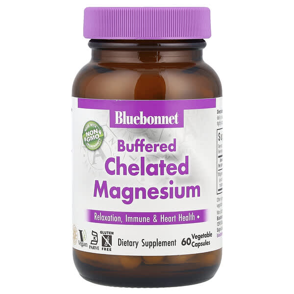 Bluebonnet Nutrition Buffered Chelated Magnesium, 200 mg, 60 Vegetable Capsules