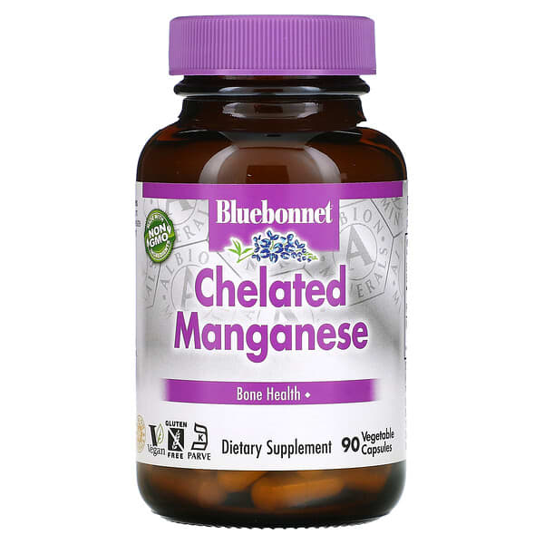 Bluebonnet Nutrition, Manganês Quelato, 90 Cápsulas Vegetais