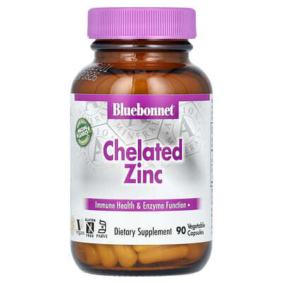 Bluebonnet Nutrition, Chelated Zinc, 90 Vegetarian Capsules (30 mg per capsule)