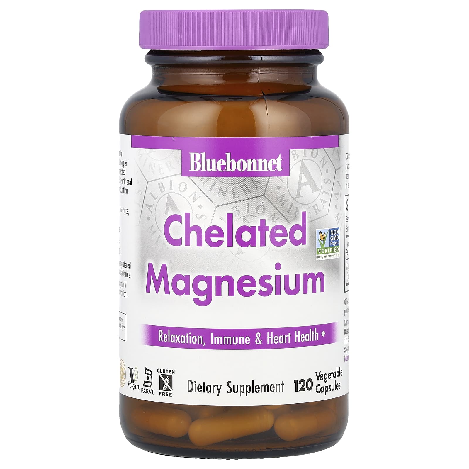 Bluebonnet Nutrition, 螯合鎂，120 粒素食膠囊（每粒膠囊 100 毫克）