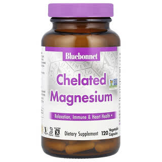 Bluebonnet Nutrition, Chelated Magnesium, chelatiertes Magnesium, 120 pflanzliche Kapseln