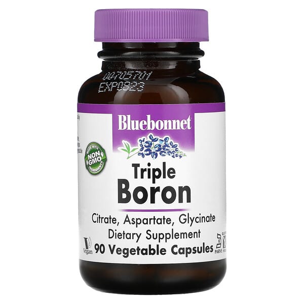 Bluebonnet Nutrition, Triple Bor, Citrat, Aspartat, Glycinat, 90 pflanzliche Kapseln