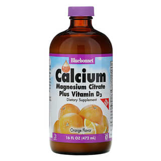 Bluebonnet Nutrition, Citrato de calcio con magnesio líquido más vitamina D3, sabor natural de naranja, 16 fl oz (472 ml)