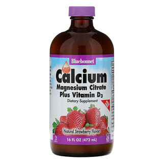 Bluebonnet Nutrition, Liquid Calcium, Magnesium Citrate Plus Vitamin D3, Natural Strawberry Flavor, 16 fl oz (472 ml)