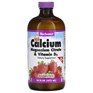 Bluebonnet Nutrition, Calcium, Magnesium Citrate & Vitamin D3, Strawberry , 16 fl oz (473 ml)