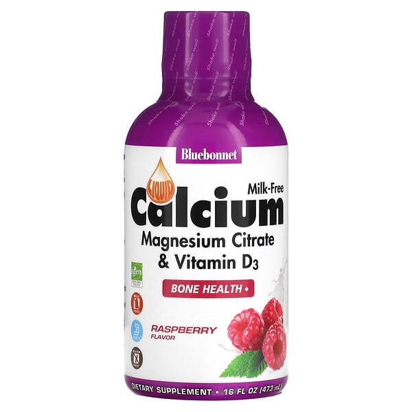 Bluebonnet Nutrition, Liquid Calcium, Magnesium Citrate & Vitamin D3, Raspberry, 16 fl oz (473 ml)