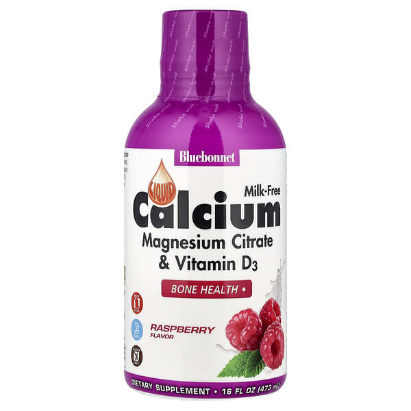 Bluebonnet Nutrition Liquid Calcium, Magnesium Citrate & Vitamin D3, Raspberry, 16 fl oz (473 ml)