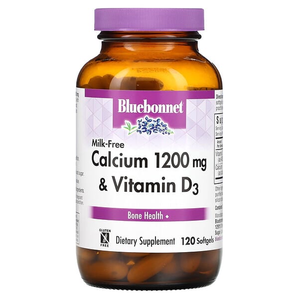 Bluebonnet Nutrition, Кальций без молока, 600 мг, 120 мягких таблеток