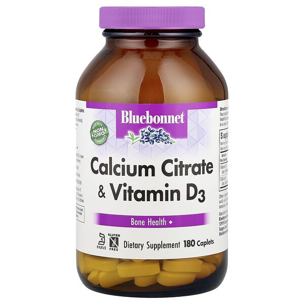 Bluebonnet Nutrition Calcium Citrate & Vitamin D3, 180 Caplets